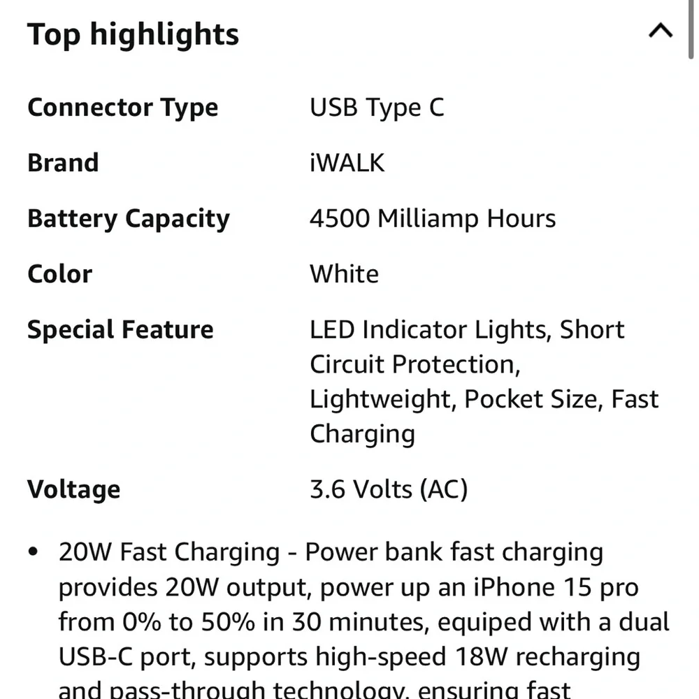 iWALK White Portable Charger